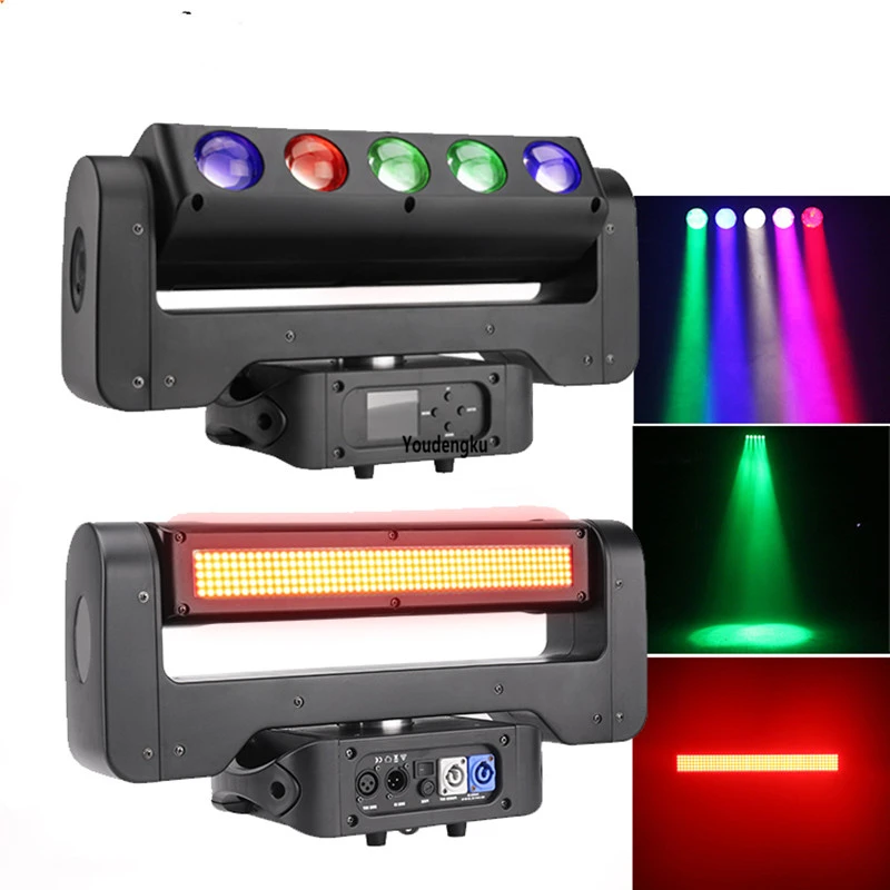 6 pieces Dmx 5 Eyes Led Beam Bar Infinite Rotation 5x40w RGBW 4in1 Super Beam wash Led Moving Head strobe Light