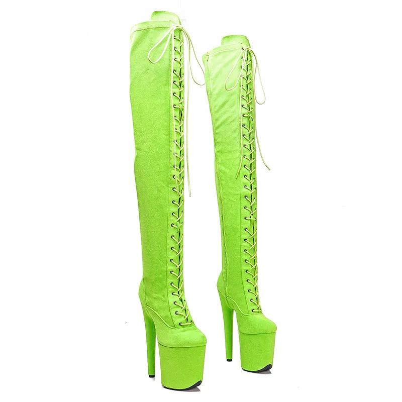 Leecabe  20CM/8inches Suede Upper Pole dancing shoes High Heel platform Boots closed toe Pole Dance boots