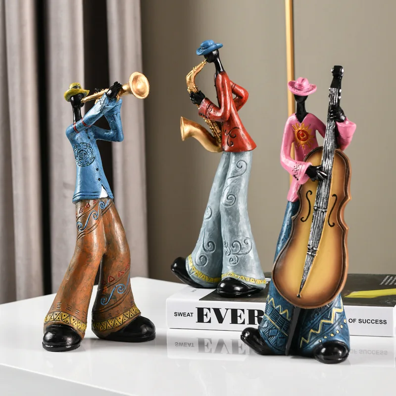 

Рок-группа музыкальная художественная Модель персонажа статуя креативное украшение для гостиной винный шкаф украшения Статуэтка из смолы ...