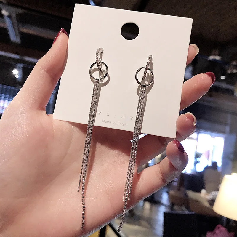 

2022 New Trend Retro Long Tassel Drop Earrings Metal Fashion Boho Wholesale Earrings Jewellery for Women Drop Shipping