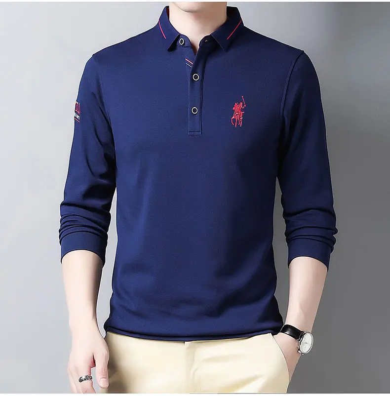 2022 Модная брендовая хлопковая рубашка-поло с отложным воротником и вышивкой