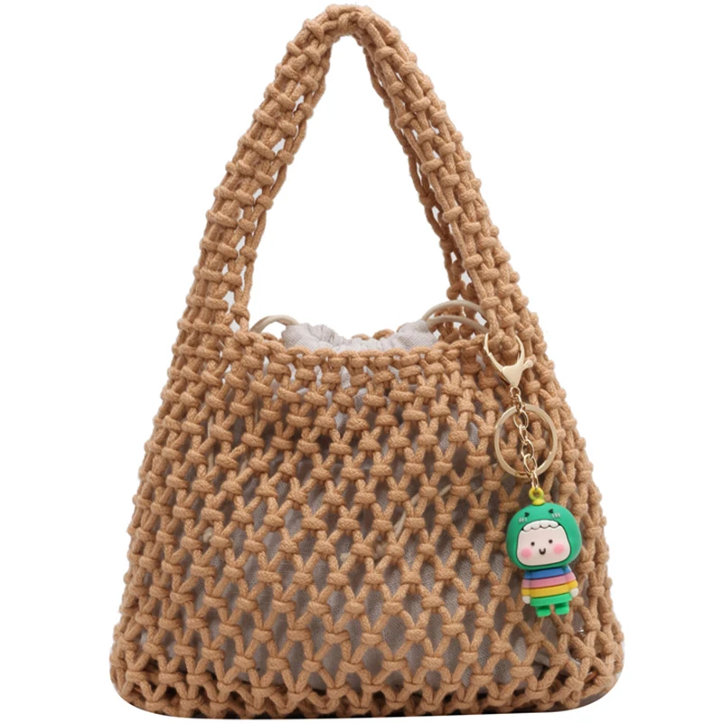 Summer straw bag for women small Woven Handmade Handbag Lady Tote Vacation Beach Bag shoulder bag Hollow out Shopping bag purse