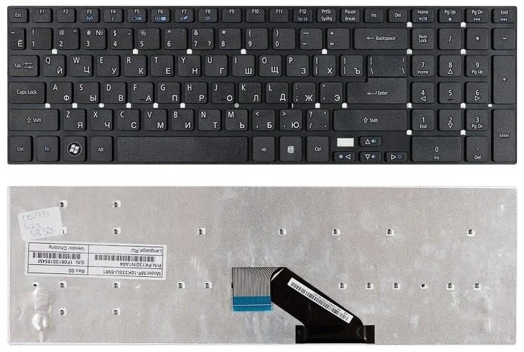 Клавиатура для ноутбука Acer Aspire 5755 5830 E1-522 E5-511 V3-551 V3-571G V3-731G V3-771G черная без рамки |