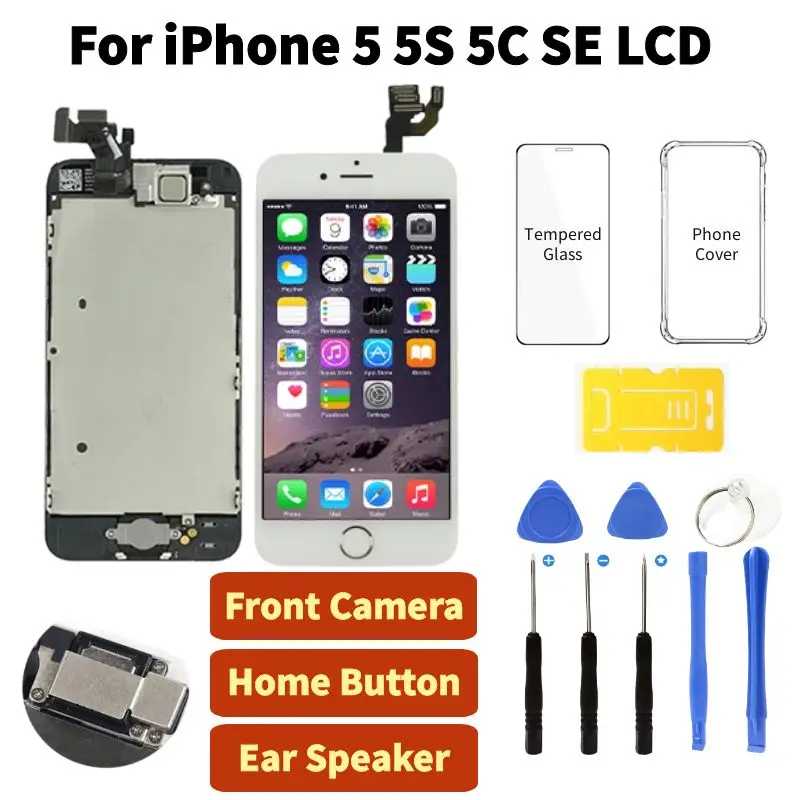 LCD Screen for iPhone 5 5S 5C SE 2016 Full Set Display Touch Digitizer Assembly Complete Screen Replacement Pantalla+Home Button