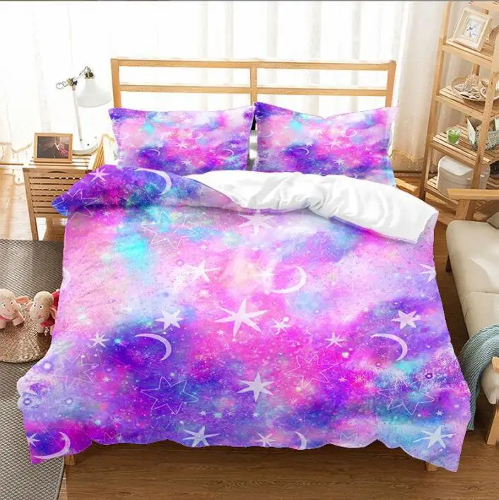 

Комплект постельного белья pusheen Galaxy Space 3D, Вселенная, пододеяльник, Психоделическое стеганое одеяло, покрывало на молнии, двуспальное одеяло