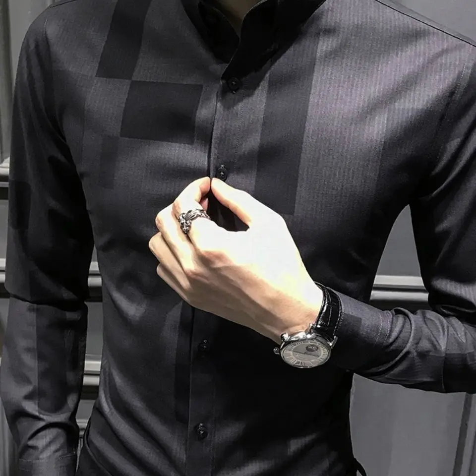 Autumn new men's long sleeve shirt Korean fashion autumn shirt casual handsome jacket business men's clothing