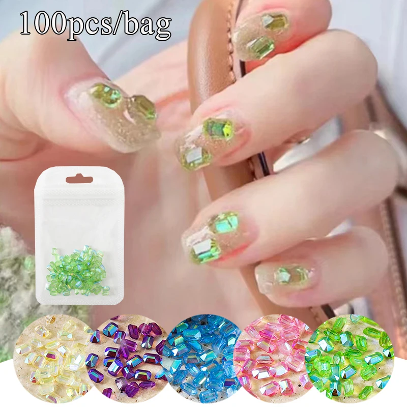 

1Bag Manicure Sugar Cube Drill Sparkle Nail Art Resin Gem Stones Aurora Geographic Nails Charms For Gel Polish Acrylic Manicure