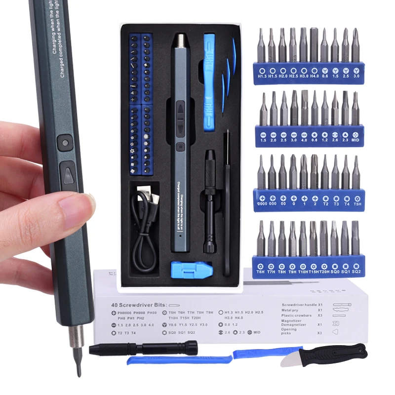 

Mini Electric Screwdriver USB Rechargeable Screw Driver Cordless Power Screwdriver Drill Magnetic Screw Driver Repair Tools Set