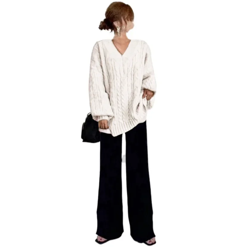 Лидер продаж 2024 японский стиль вязаный свитер с v-образным вырезом мягкий и