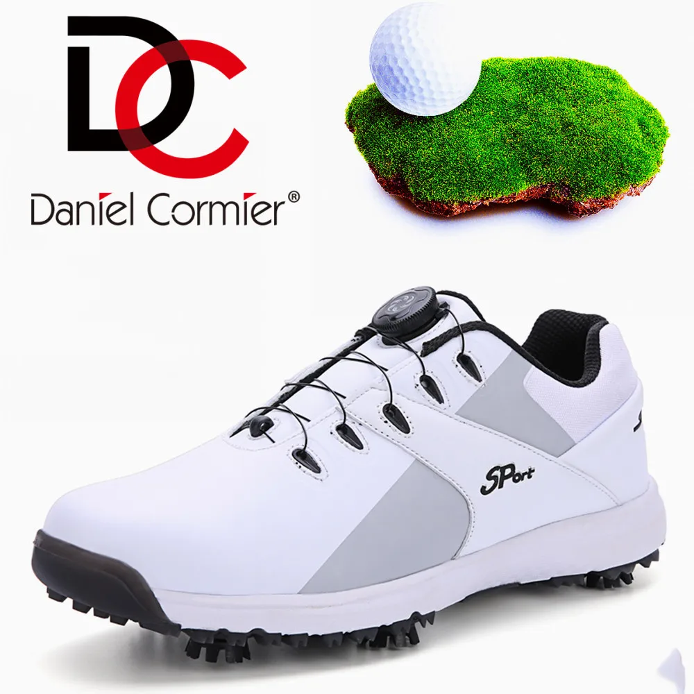 Lovers' professional spin button golf shoes Leather breathable waterproof anti-skid training shoes Sports shoes Activity spikes