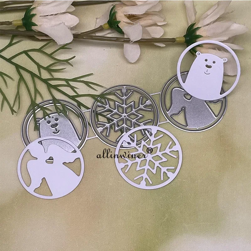 Ангел снежный медведь круг металлические трафареты для DIY Скрапбукинг