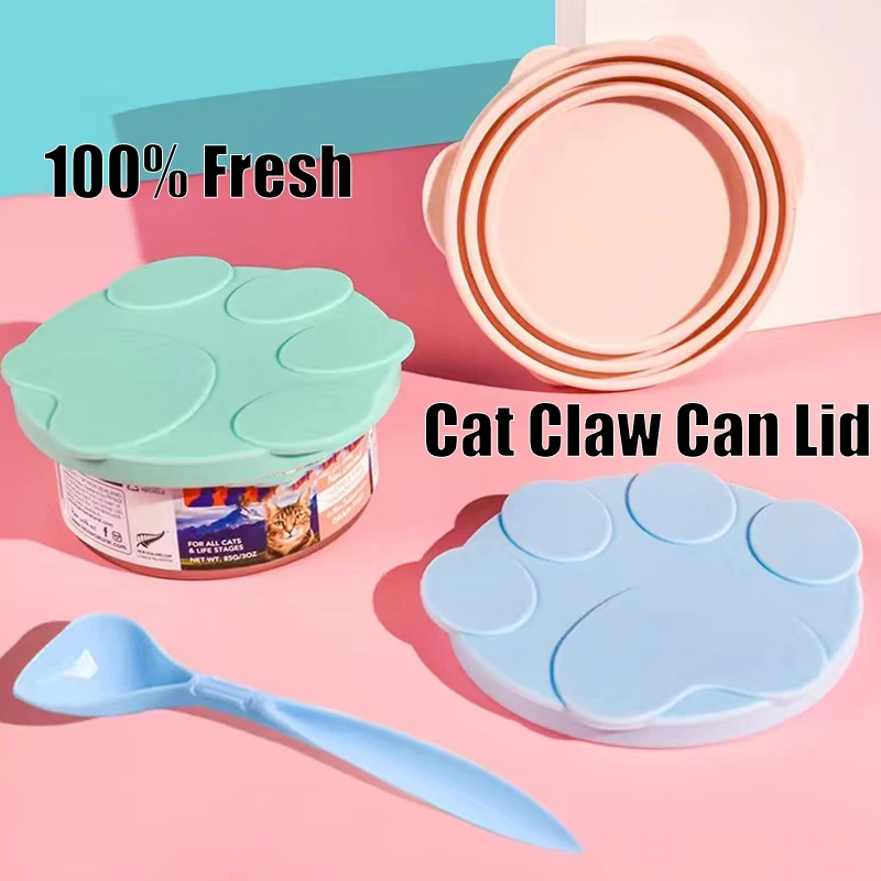

2023NEW Reusable Silicone Dog Cat Canned Lid Portable Food Sealer Spoon Pet Food Cover Fresh Tin Cover Can Cap Cap Pet Accessori