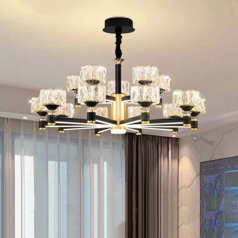 

Подвесные светильники, Современный хрустальный потолок для гостиной Deluxe, спальни, столовой, светодиодная люстра, алюминиевая комнатная декоративная лампа
