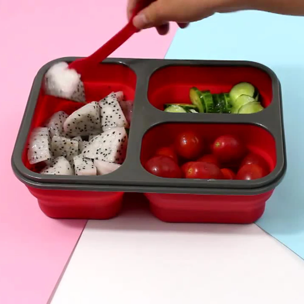 

1350ml Silicone Collapsible Lunch Box Rectangle Food Storage Container Microwavable Portable Bowl Picnic Container BowlLunchbox