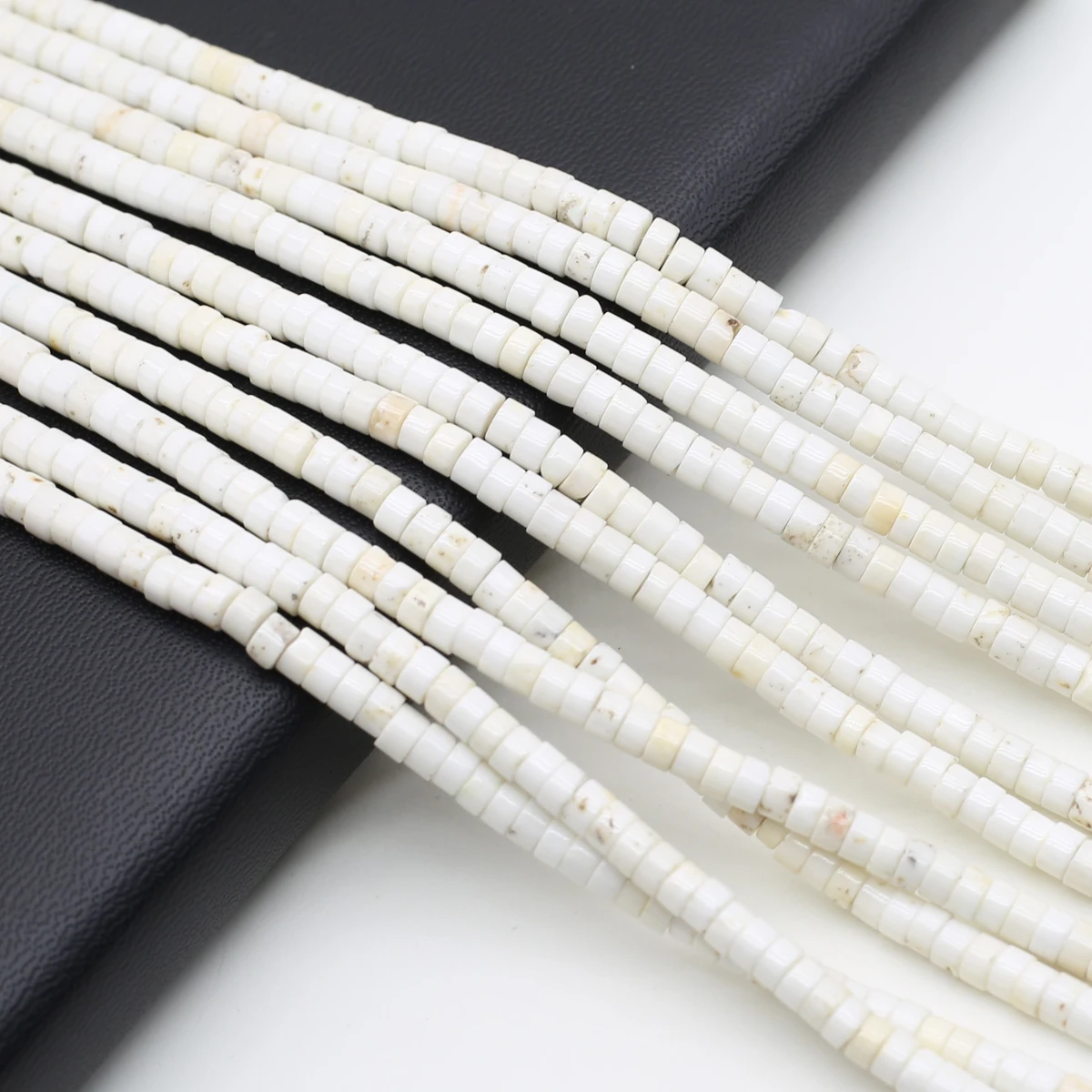 

Faceted Natural Stones White Turquoise Beads 2x4mm Cylindrical Loose Spacer Beads for Jewelry Making DIY Necklace Accessories