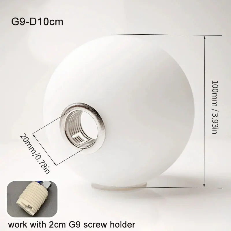 

Стеклянный плафон G9 E14 E27, матовый белый, сменный, круглый, для ламп с цоколем 20 мм, 27 мм, 30 мм, 40 мм