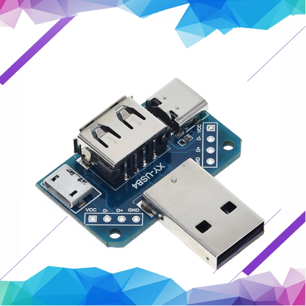 

USB Head Switchboard Male Connector to Type-c Micro USB Female 2.54-4P transfer test board USB adapter plate XY-USB4