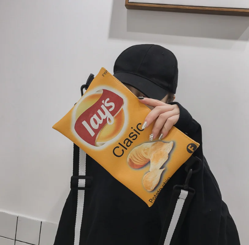 Забавная сумка через плечо с картофельными чипсами Женская Холщовая Сумка на