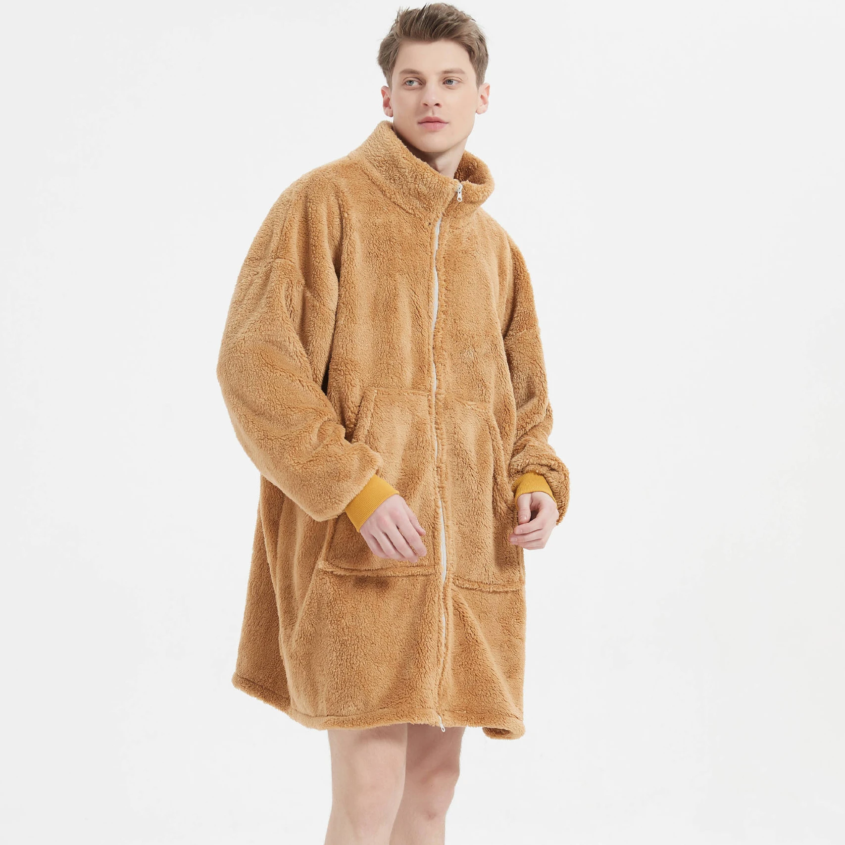 Adult Onesie Sleepwear Men's and Women's Nightgown Sweatshirt Polar Fleece Homewear Thickened Long Sleeve Pajama Set