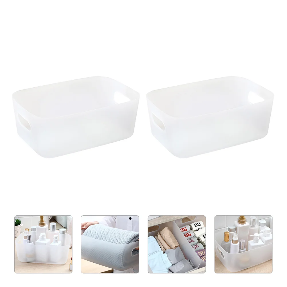 

Storage Bin Makeup Clear Basket Organizer Body Whie Bathroom Holder Desk Item Closet Cube Table Toy Wash Shampoo Vanity White