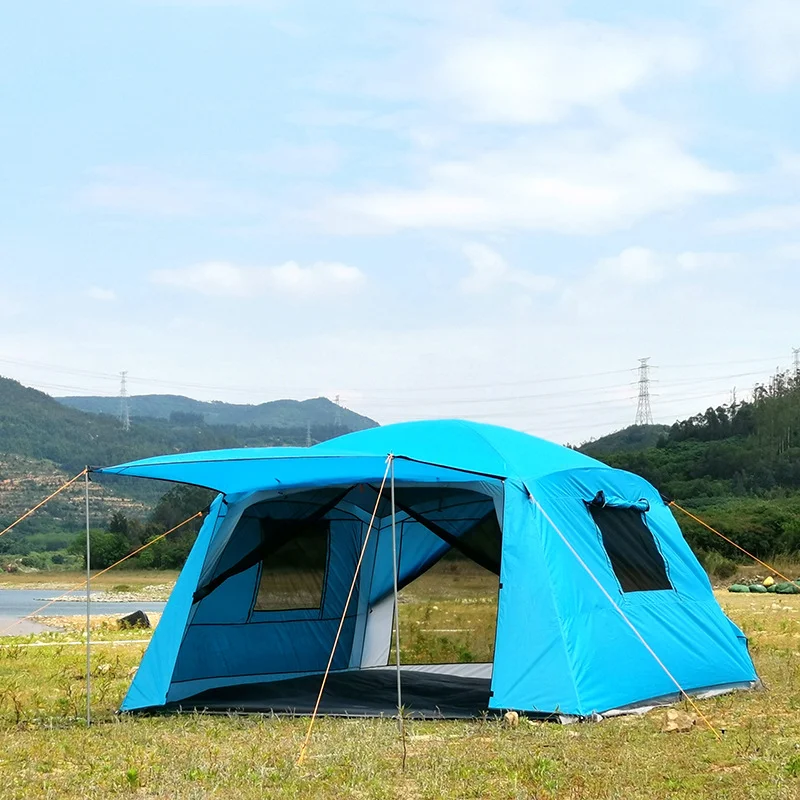 

Новый стиль 360*360*220 см ультраяркая двухслойная Всесезонная семейная палатка для кемпинга на 5-8 человек большая Солнцезащитная палатка