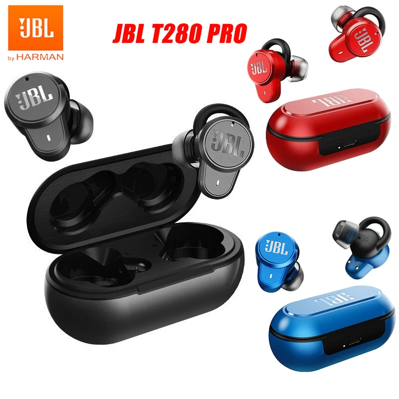 Original JBL T280TWS Pro Bluetooth Earphone Stereo Bass Sound Headset Noise Cancelling Wireless Headphone With MIC Charging Case
