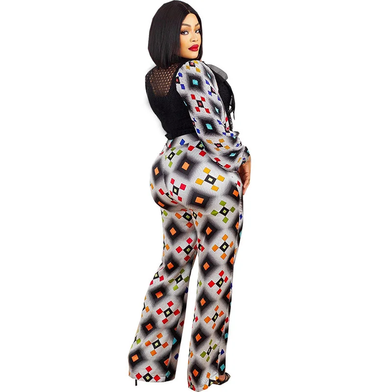 

Комплект из 2 предметов, Топ с длинным рукавом и принтом из полиэстера для женщин на весну и лето, одежда в африканском стиле для женщин