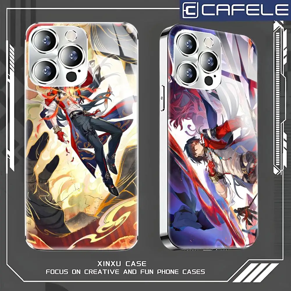 Фото Чехол для телефона Star Rail Mortenax Blade для iPhone 17 AIR 16 15 14 13 12 Pro Plus Max, стеклянный с гальваническим покрытием №1