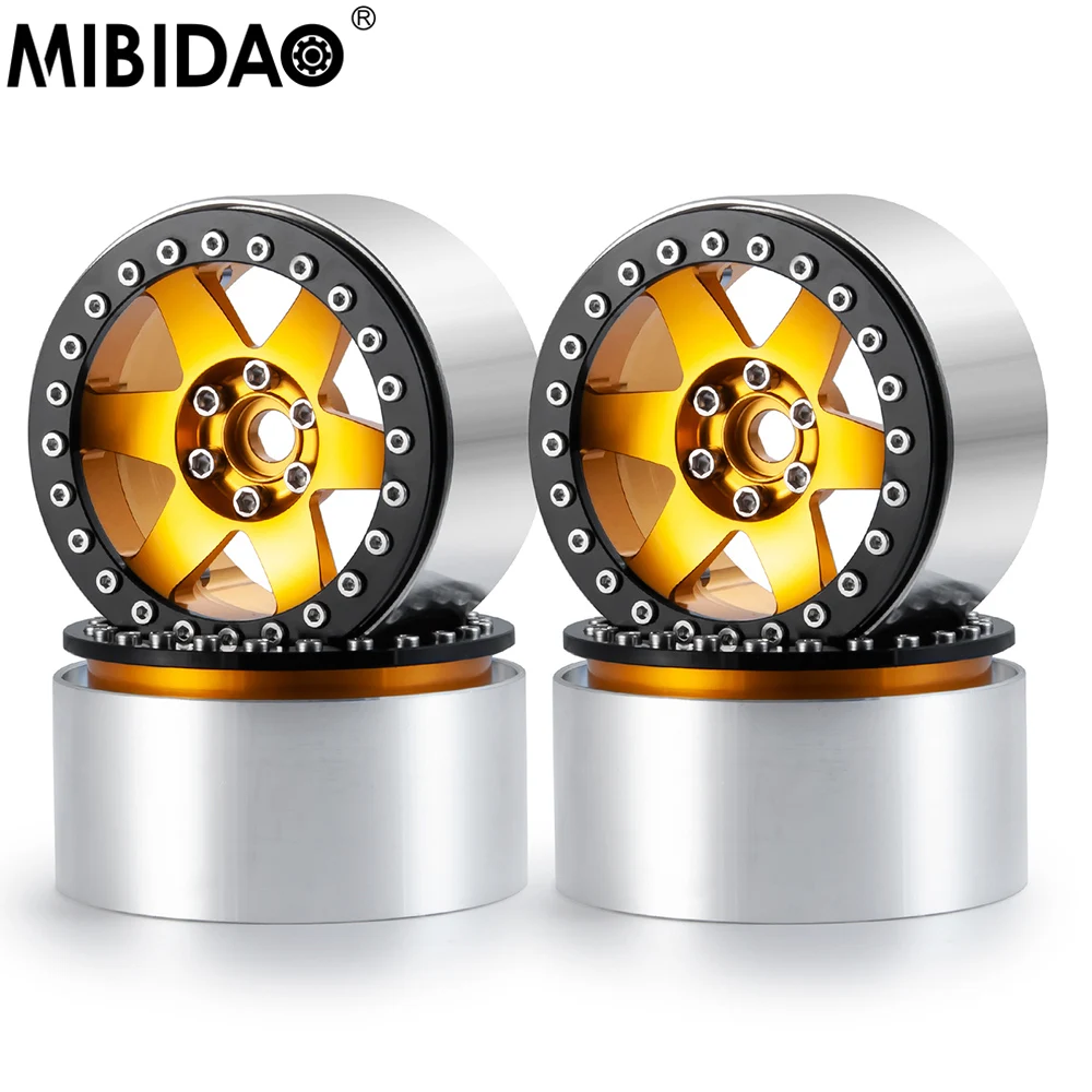 

MIBIDAO 4Pcs Metal 2.2" Beadlock Wheel Hub Rims For 1/10 Axial SCX10 90046 TRX4 TRX6 D90 Wraith 90048 RR10 RC Crawler Car
