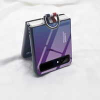 black red ring buckle case for samsung z flip phone case galaxy z flip gradient color luxury tempered glass shockproof case