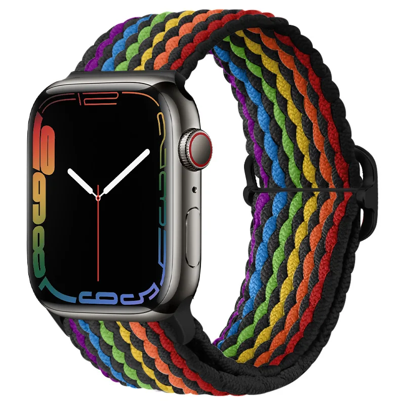 Nylon Strap For Apple Watch 8 7 Band 45mm 41mm Adjustable Woven Wristband 44mm 40mm 42mm Smartwatch Band for Iwatch 6 5 3 2 SE