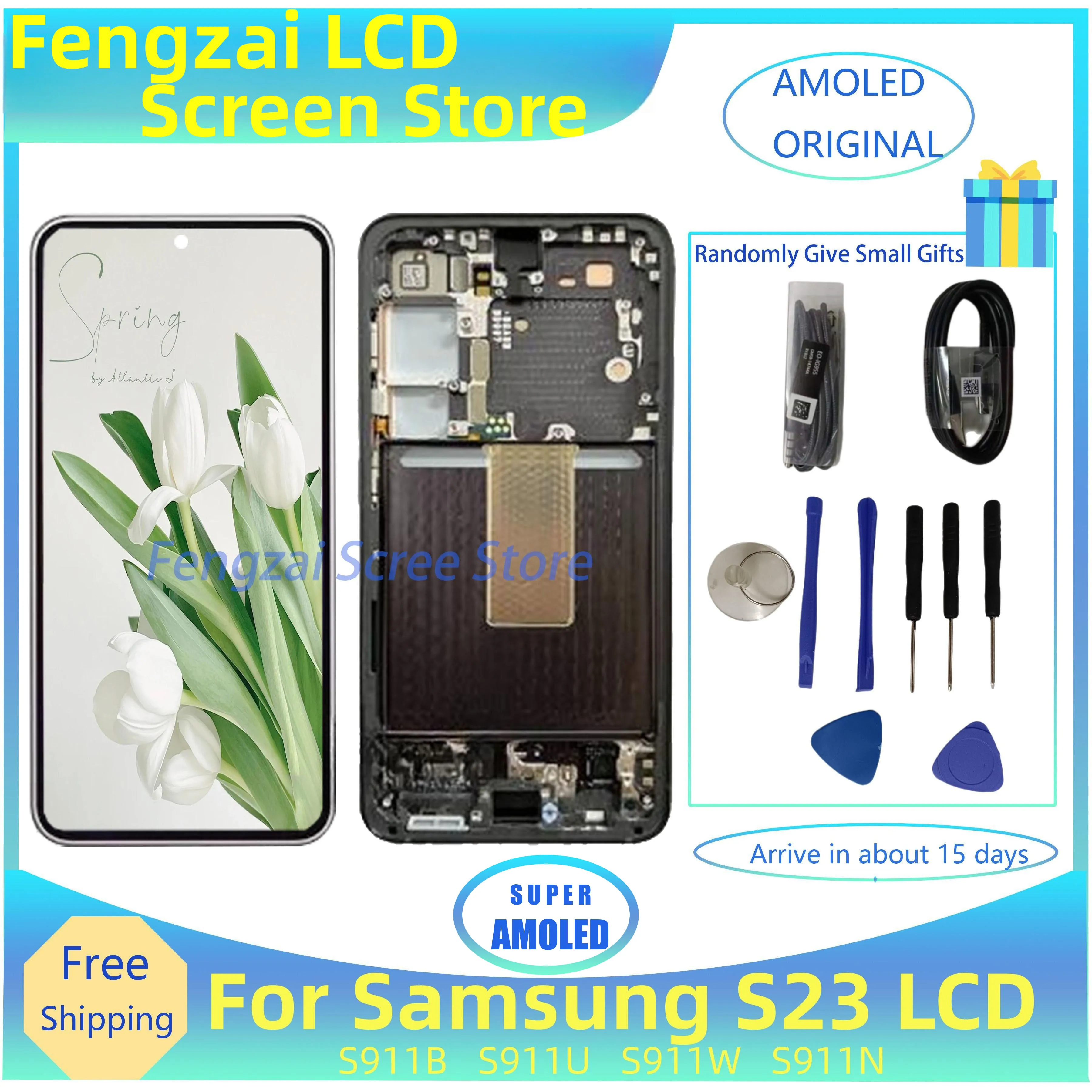 

Оригинальный сменный ЖК-дисплей AMOLED для SAMSUNG Galaxy S23, телефон с сенсорным экраном S23, телефон с задней крышкой