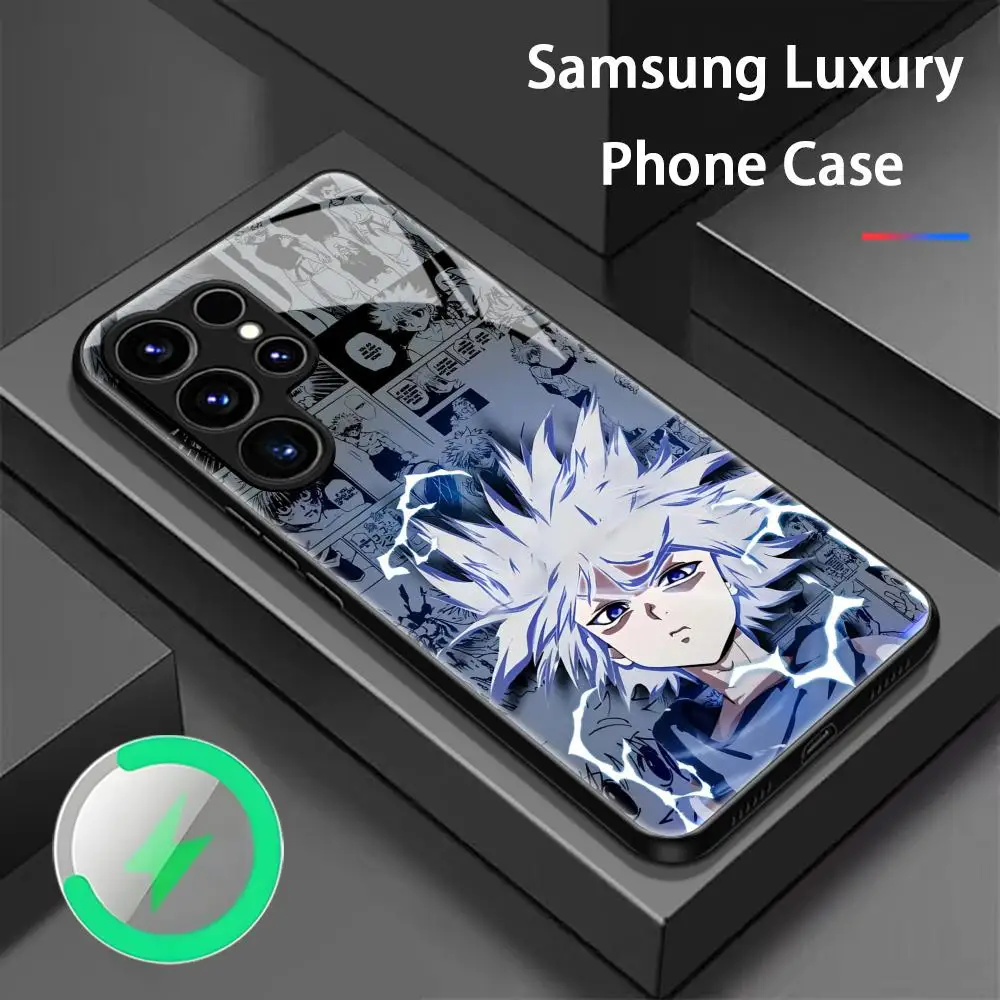 Фото Чехол для телефона с рисунком Killua Zoldyck Hunter X Hunter для Samsung S26 S25 S24 S23 S22 S21 S20 Plus Ultra Note20, стеклянный магнитный чехол №1