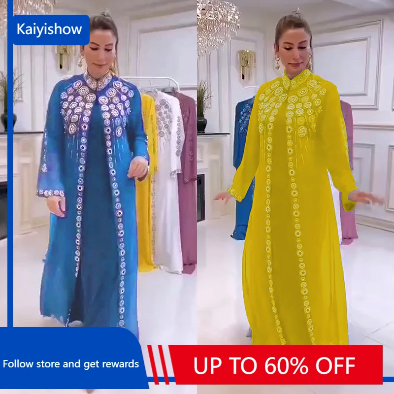 

Plus Size African Party Dresses for Women Chiffon Boubou Dashiki Ankara 2 PCS Set Outfits Dubai Kaftan Abaya Robe Djellaba Femme