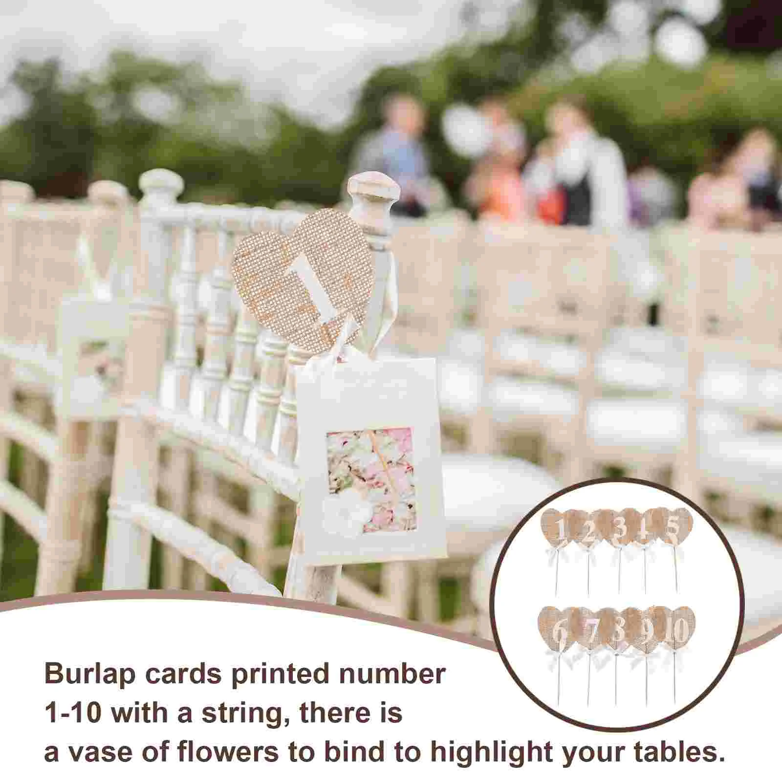 Номера стола в форме сердца деревенские джутовые гессианские баннеры из