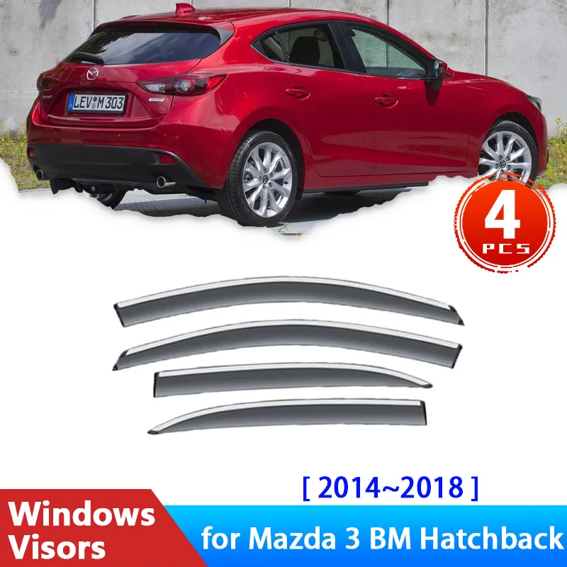 Дефлекторы для Mazda 3 BM Mazda3 Hatchback BN 2014 ~ 2018 аксессуары Автомобильные Боковые окна