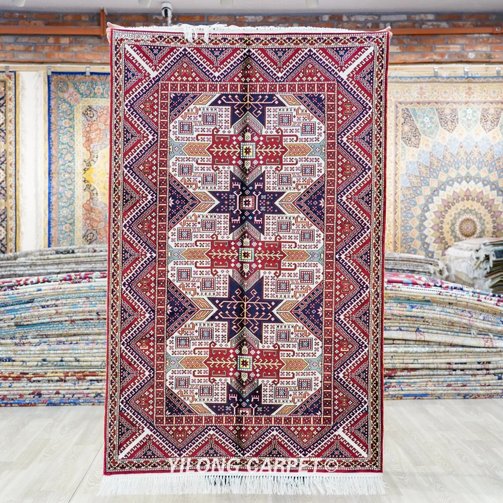 91x152 см Шелковый Племенной ковер ручной работы