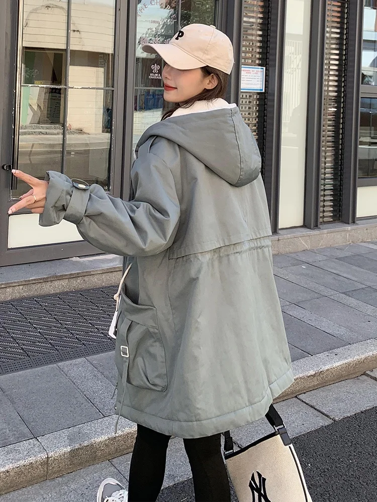 Корейская серия зеленая парка для женщин зима 2024 Новинка популярное пальто