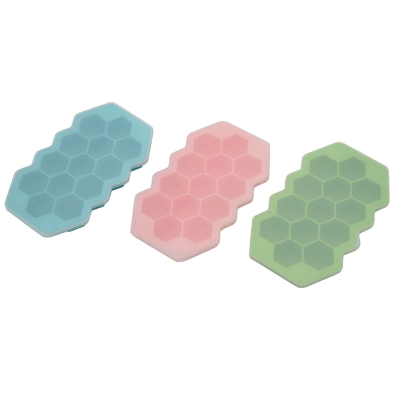 

BEST3 Pack Ice квадратный поднос With закрытые крышки, силиконовые формы, многоразовые шестиугольные 39-лотки для льда, виски, коктейлей, еды