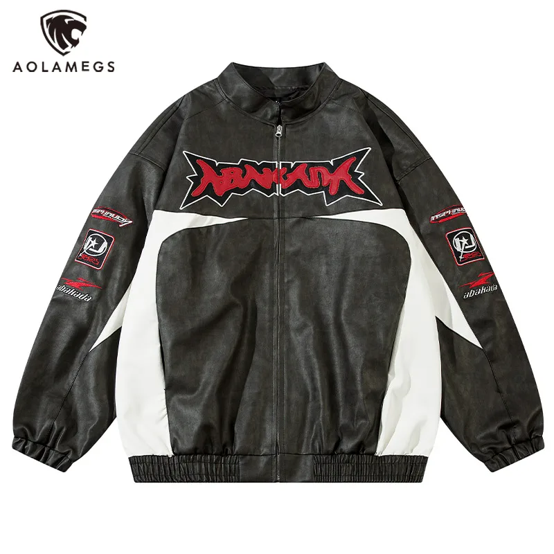 Мужская куртка из искусственной кожи в стиле ретро пальто хип-хоп тренды с