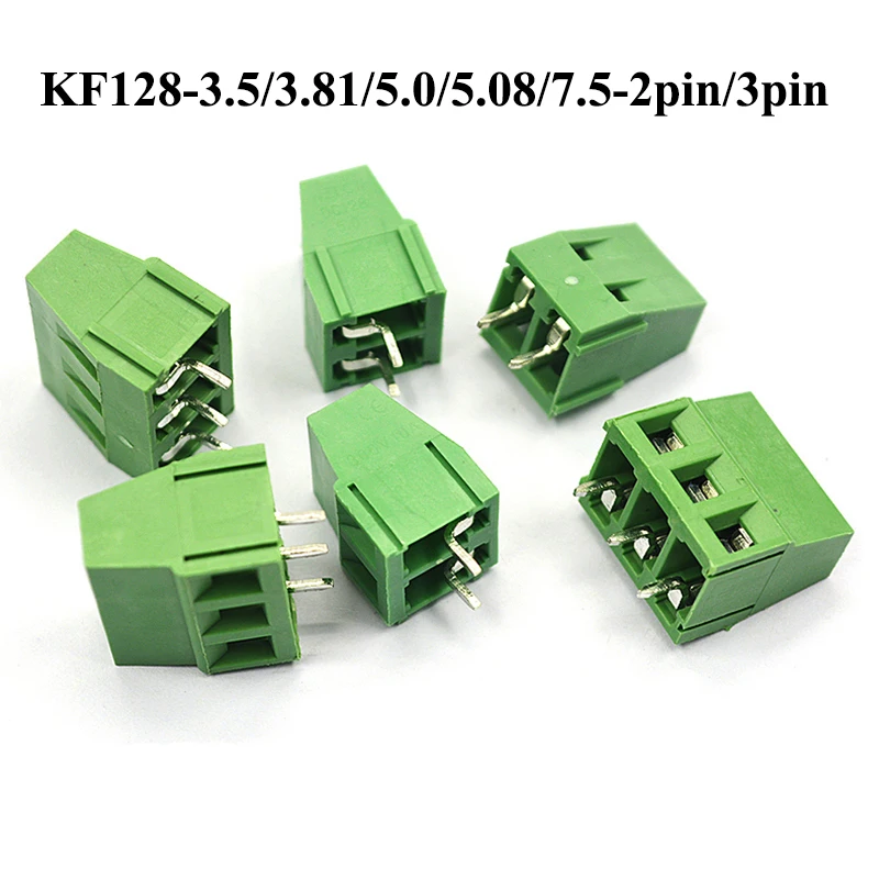 

100pcs/lot KF128-2P KF128-3P 3.5 3.81 5.0 7.5 5.08mm PCB Screw Terminal Block Splice Terminal Connector