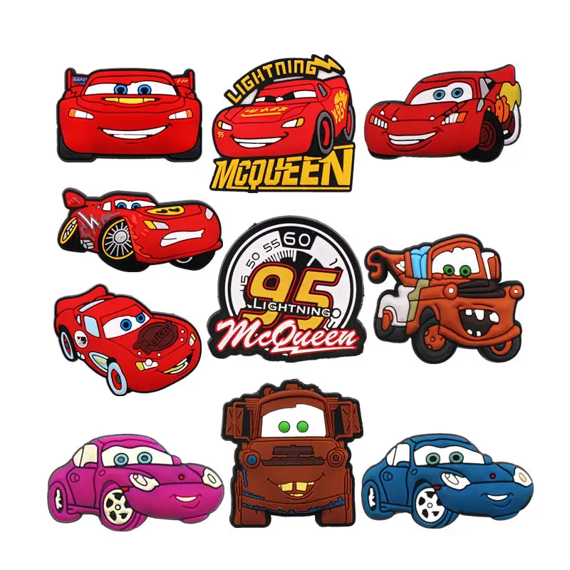 1pc Original Animation Movie Cars PVC Croc Charms Lightning McQueen Shoe Charms Croc Jeans Clog Pins Kids Women Shoe Decorations