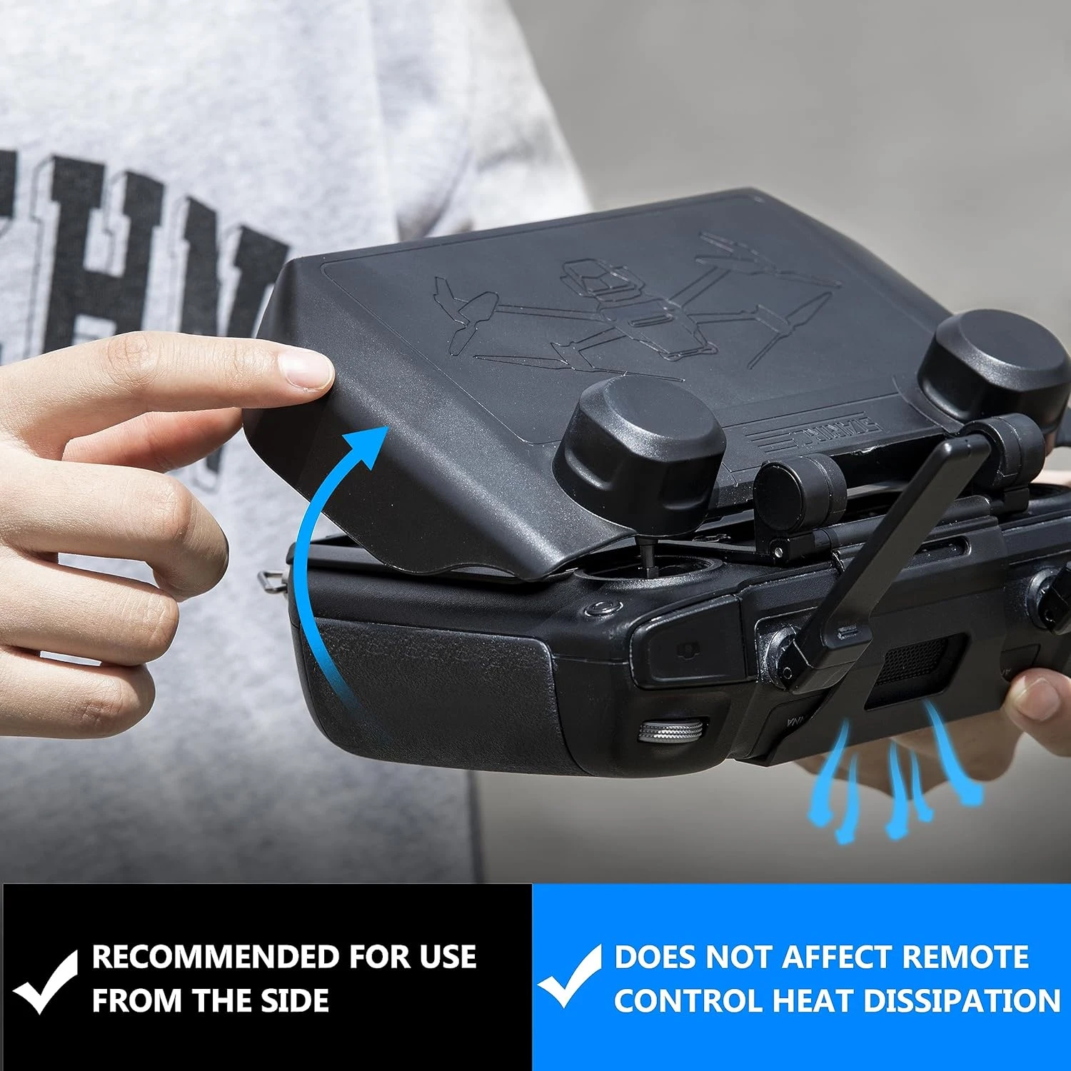 Защитный чехол-козырек 2-в-1 для джойстика и экрана пульта DJI RC Pro: антибликовый экран, защитная накладка на стик, аксессуары для дронов (art.: 3920da503eee2) - 3920da503eee2
