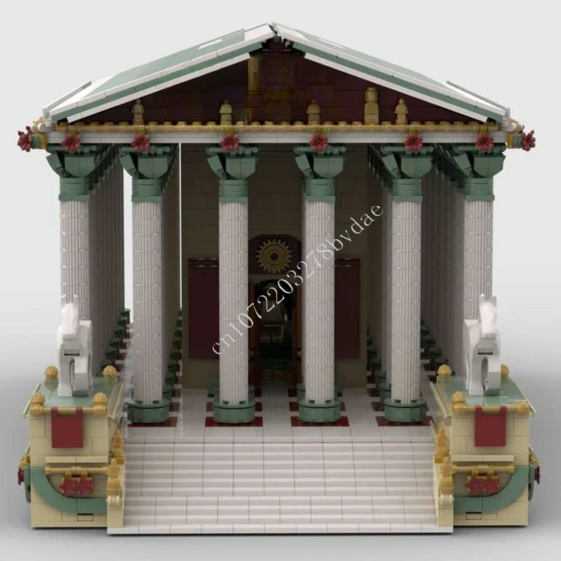 5716 шт. модульная MOC Храм Аполлона креативная модель с видом на улицу строительный