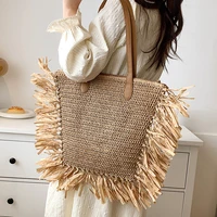 rattan high capacity tassel designer big straw side bags for women 2022 trendy summer fashion shoulder bag lady beach handbags