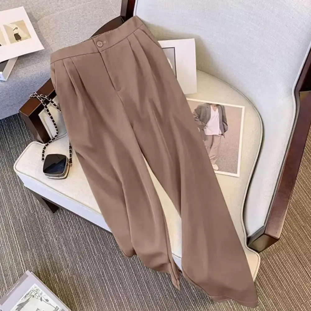 

Long Sleeve Suit Stylish Women's Double-breasted Pants Set Formal Business Ol Commuting Style with Wide Leg High Waist 2 Pcs/set