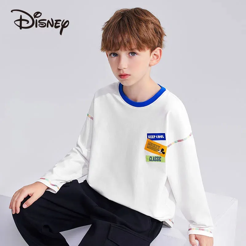 Disney Sweatshirts Cotton Bottom Sweat-absorbent Boys' Tops Cartoon Long Sleeves Thin Casual Spring Autumn Children's Clothing