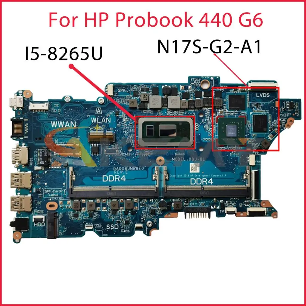 

Для HP Probook 440 G6 I5-8265U CPU материнская плата для ноутбука DA0X8JMB8E0 N17S-G2-A1 DDR4 Материнская плата ноутбука