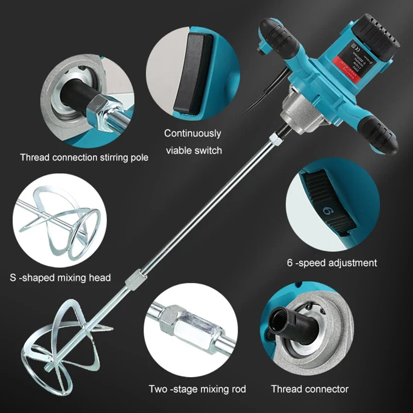Смеситель промышленного класса 1800 Вт Ручной смеситель для покраски цемента