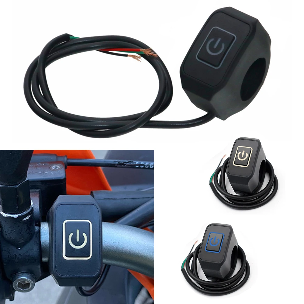 

Motorcycle Handlebar Switch with LED Light Momentry Buttton For Electric Star Kill Waterproof Control Switch Button 22mm 7/8''